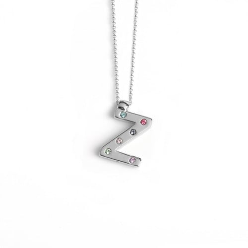 Letter Z multicolour necklace in silver