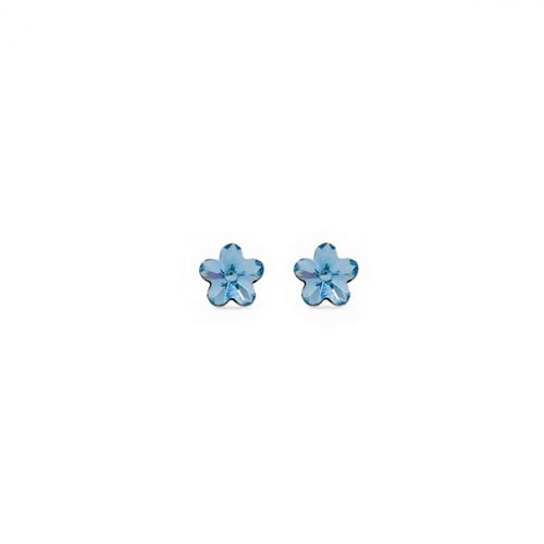 Pendientes flor aquamarine de Little flowers en plata