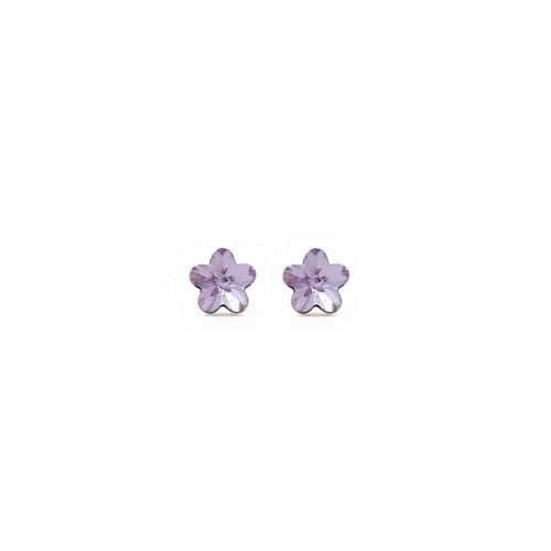 Pendientes botón flor violeta elaborados en plata