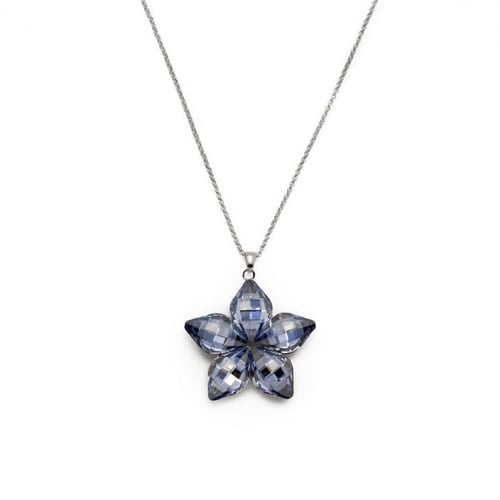 Luxury flower blue jhade necklace in silver