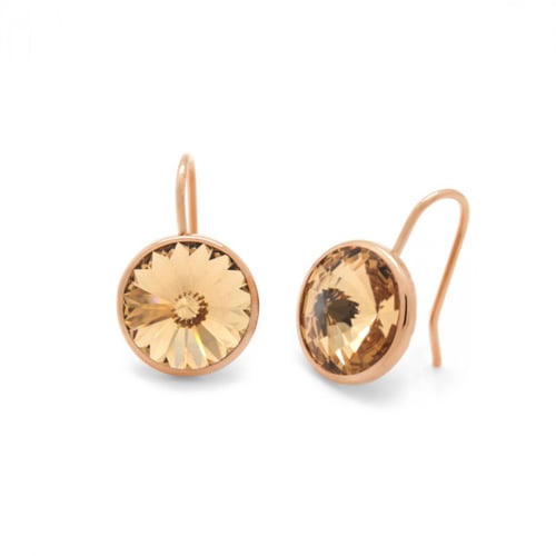 Basic light topaz earrings in rose gold plating