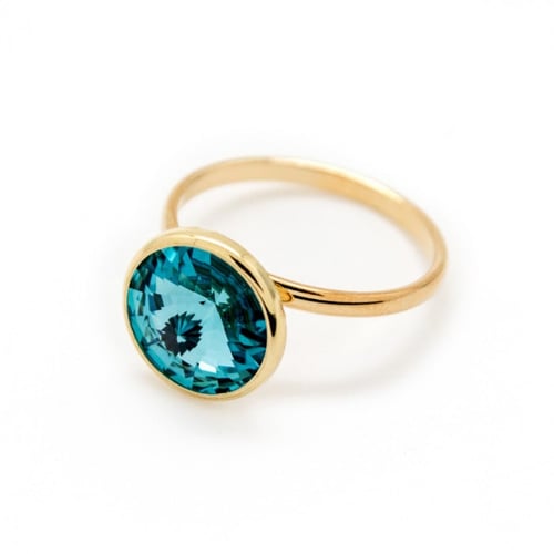 Basic light turquoise ring in gold plating