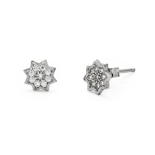 Kids sterling silver stud earrings with white in star shape
