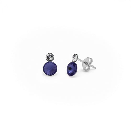 Combination round tanzanite earrings in silver
