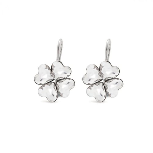 Cuore clover crystal earrings in silver