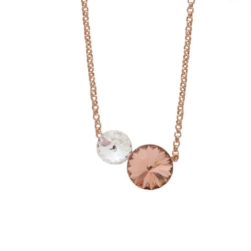 Combination light peach necklace in rose gold plating in gold plating