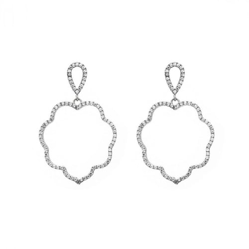 Luxury flower crystal earrings in silver