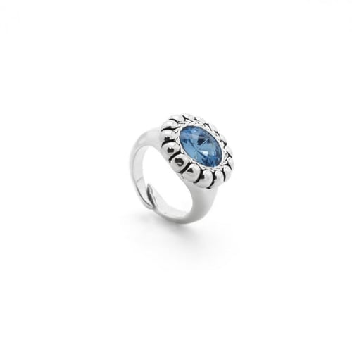 Etrusca round light sapphire ring in silver