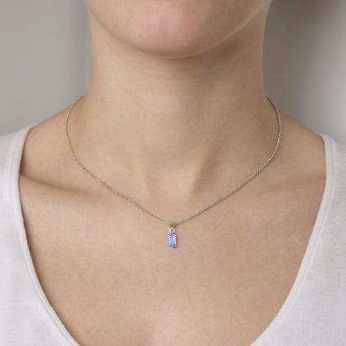 Macedonia rectangle light sapphire necklace in silver