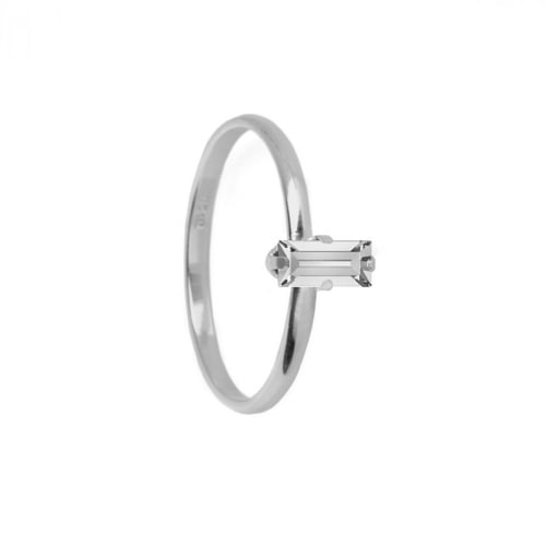 Macedonia rectangle crystal ring in silver
