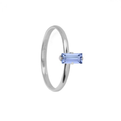 Macedonia rectangle light sapphire ring in silver