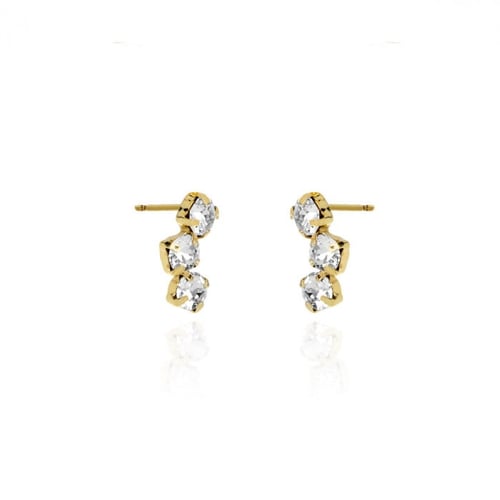 Caterina round crystal earrings in gold plating