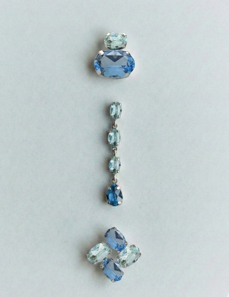 Pendientes de plata de ley con cristales, perlas, texturas y nácar