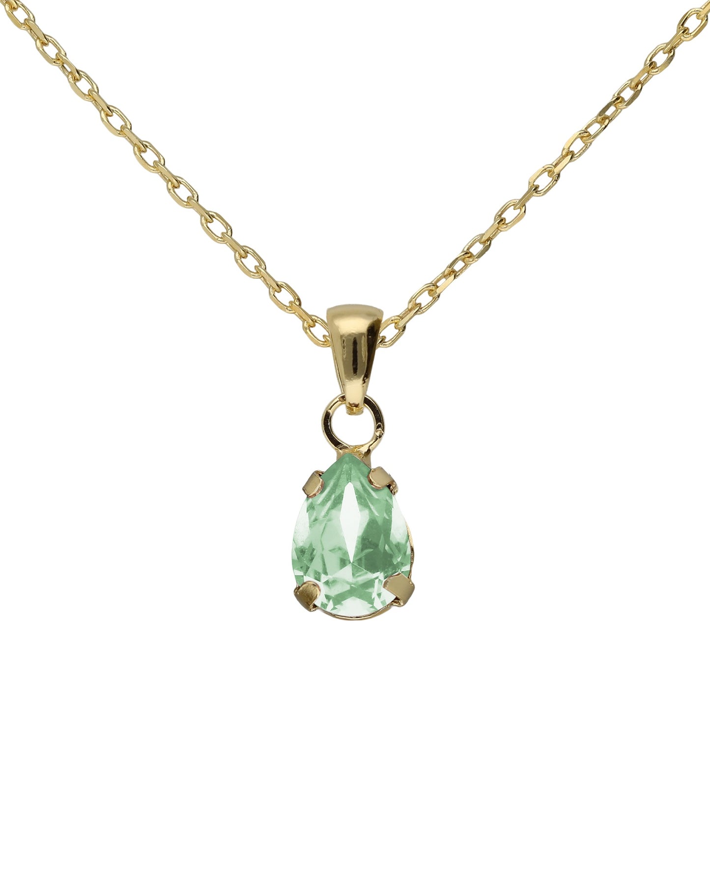 Collar corto lágrima Birthstone con cristal en Plata baño Oro