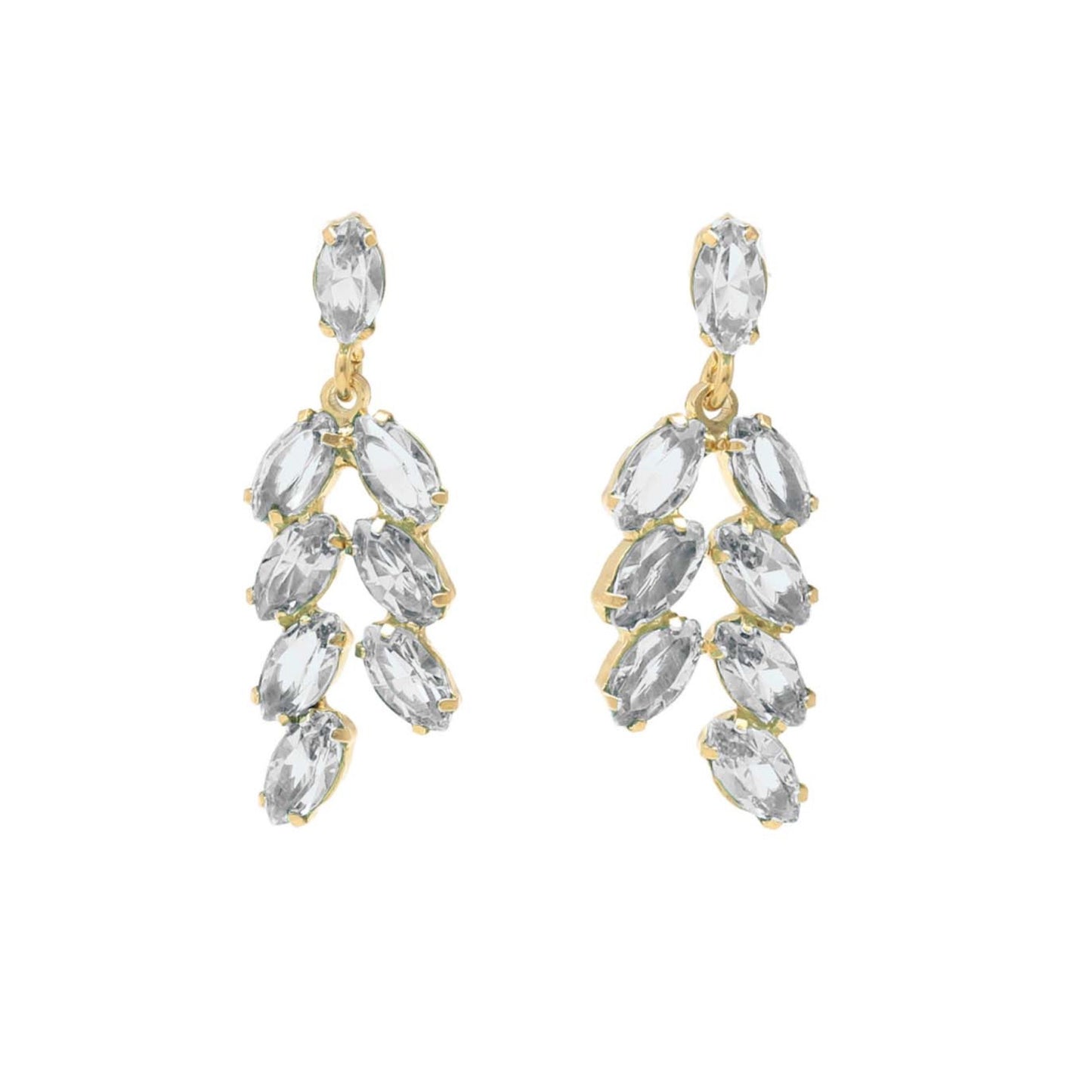 Pendientes largos Estaciones cristal en Plata baño Oro