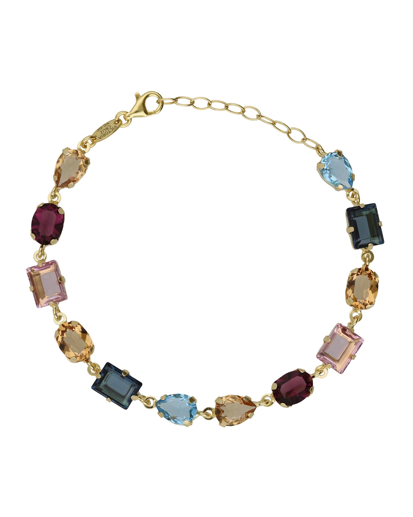Pulsera Borea con cristal multicolor en Plata baño Oro