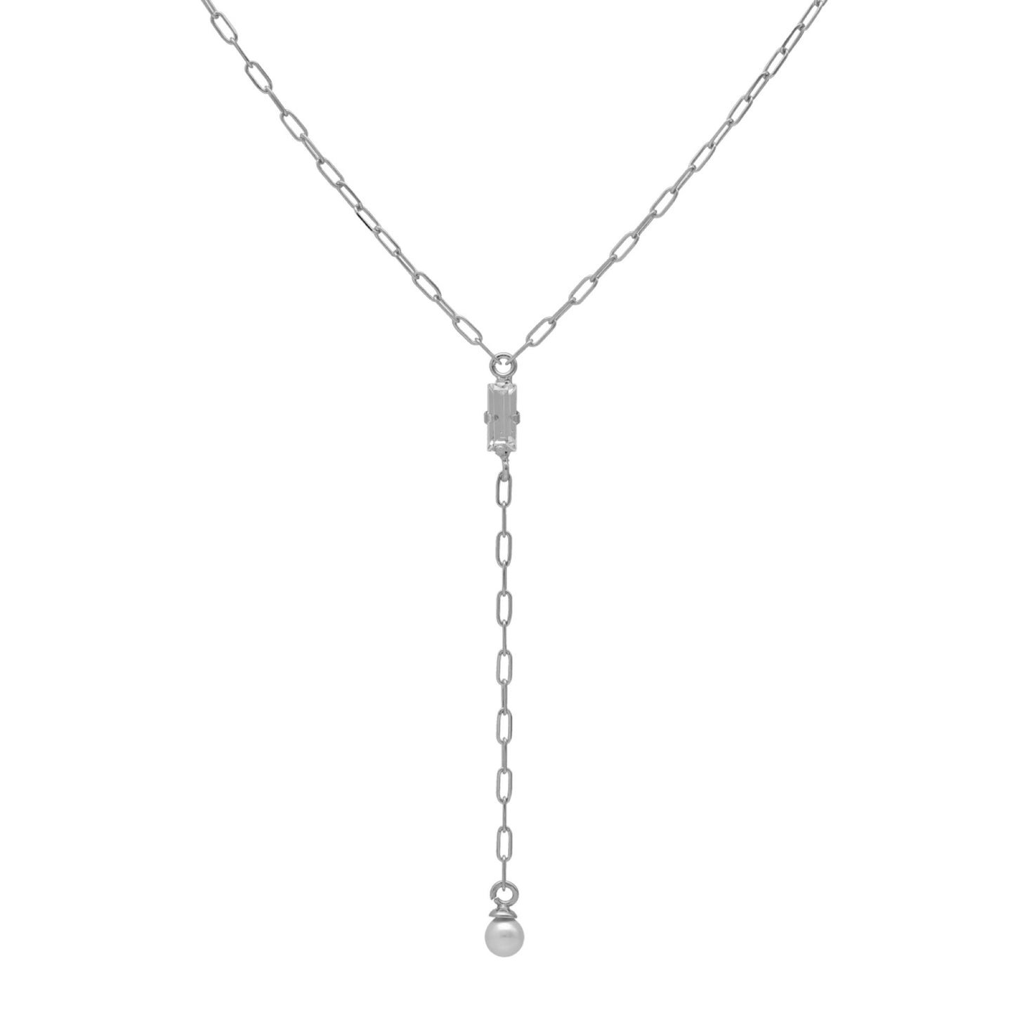 Collar corto Charlotte cristales y perla blanco en Plata