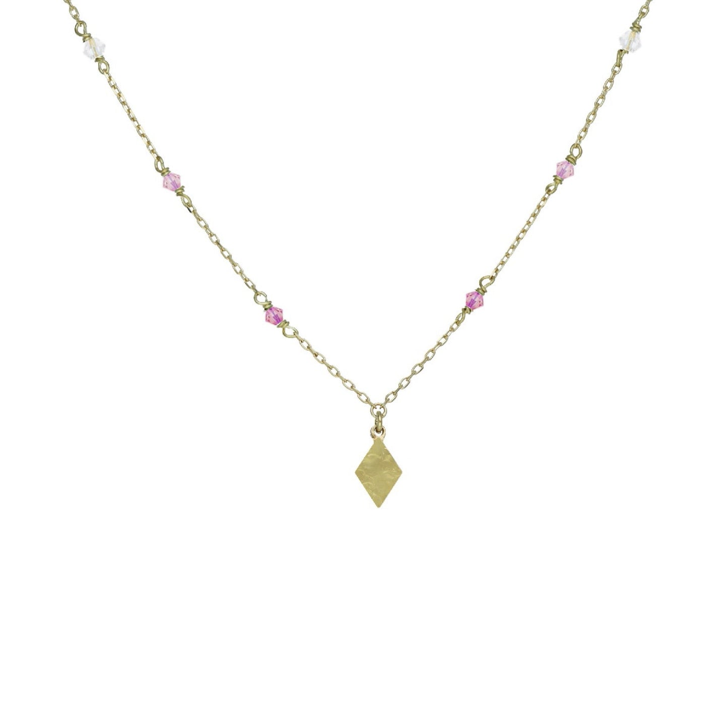 Collar corto Anya textura rectángulo cristal en Plata baño Oro