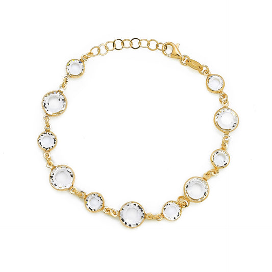 Pulsera Basic círculo 7 y 9mm cristal en Plata baño Oro