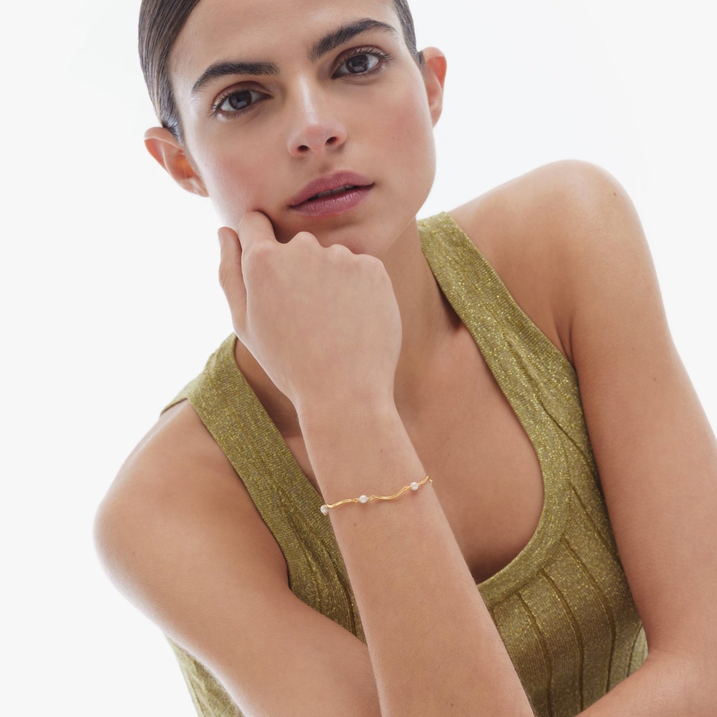 Pulsera Milan perla en Plata