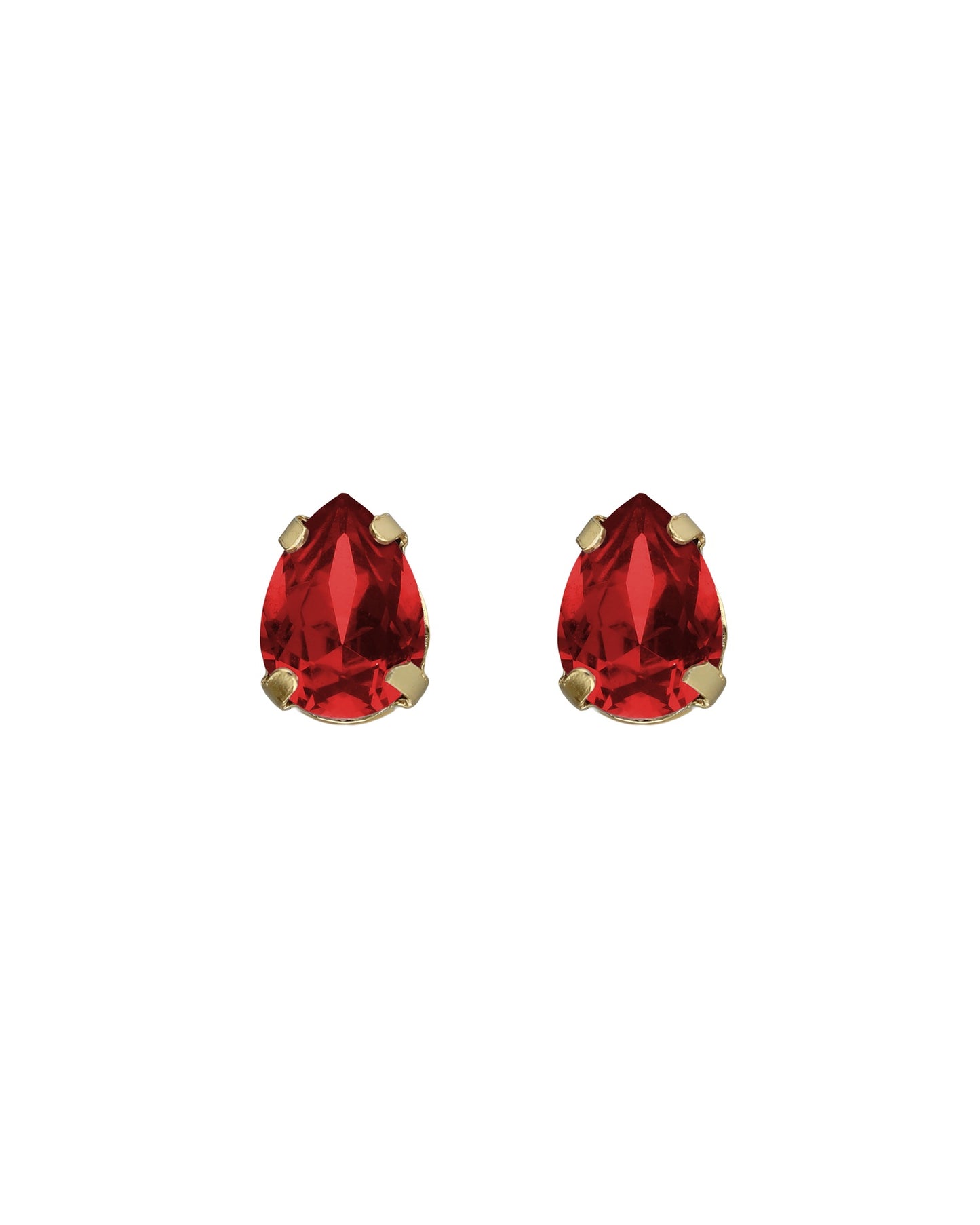 Pendientes botón lágrima Birthstone con cristal en Plata baño Oro