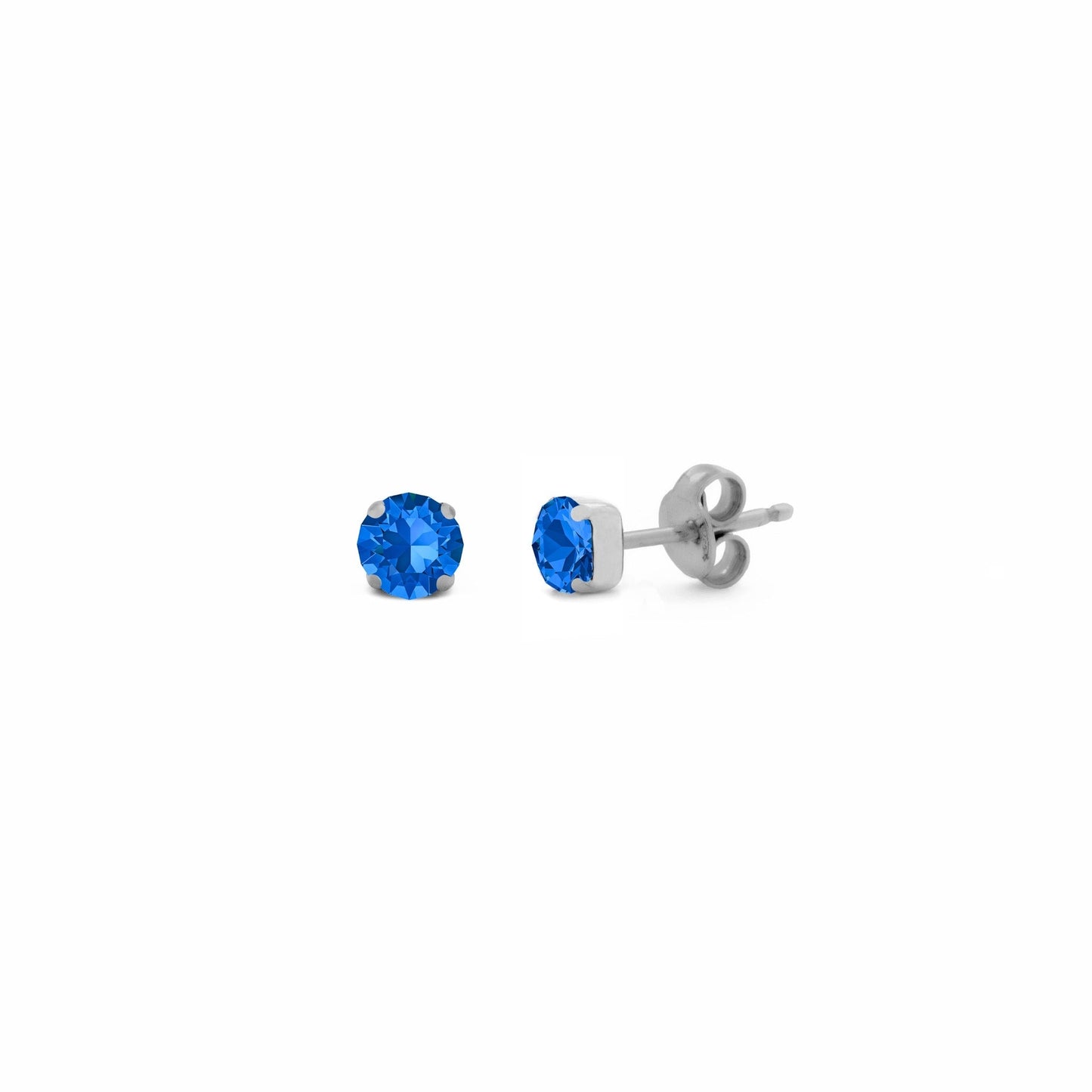 Pendientes botón Celine círculo cristal en Plata baño rodio