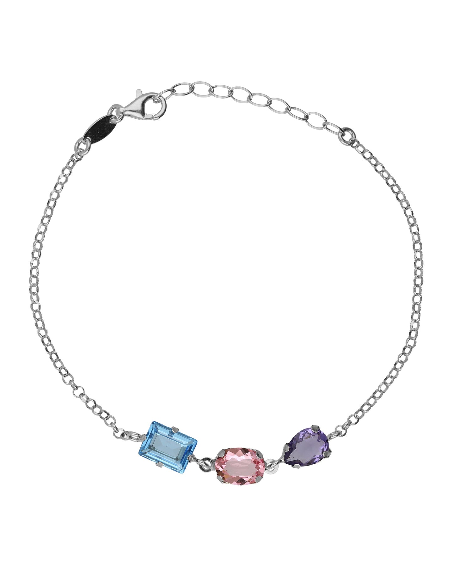 Pulsera Borea con cristal multicolor en Plata baño Rodio