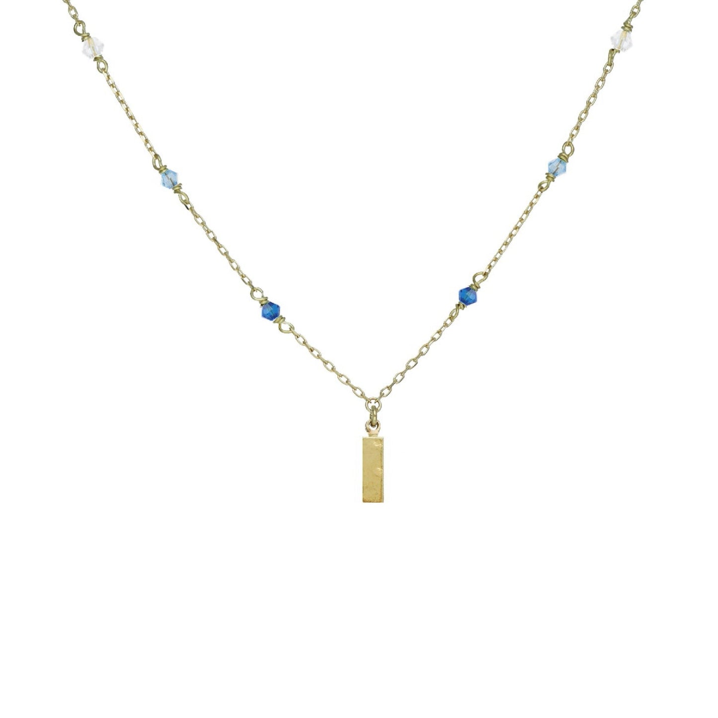 Collar corto Anya textura rectángulo cristal en Plata baño Oro