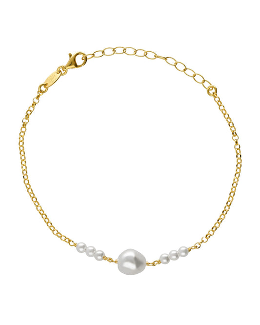 Pulsera Solene con perla barroca en Plata baño Oro