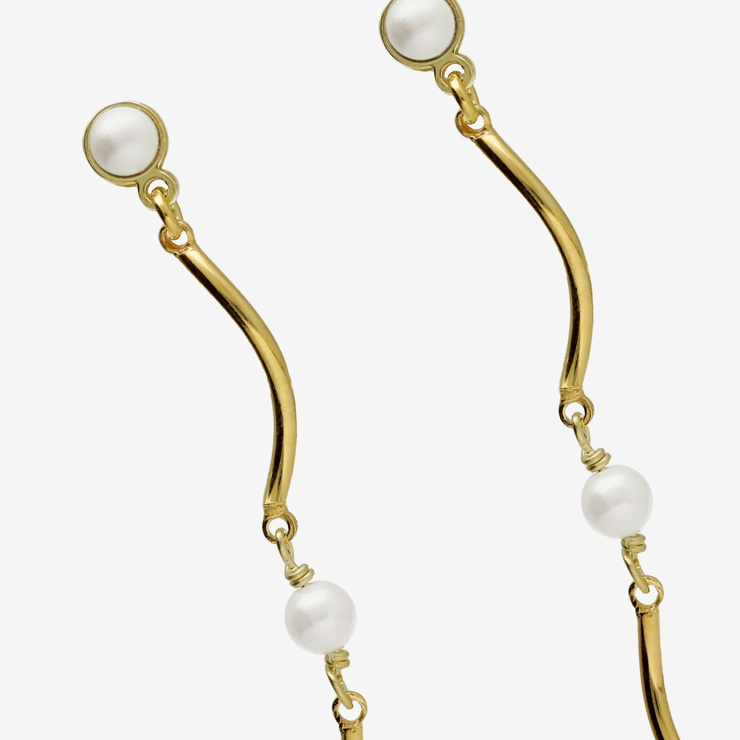 Pendientes largos Milan perla en Plata
