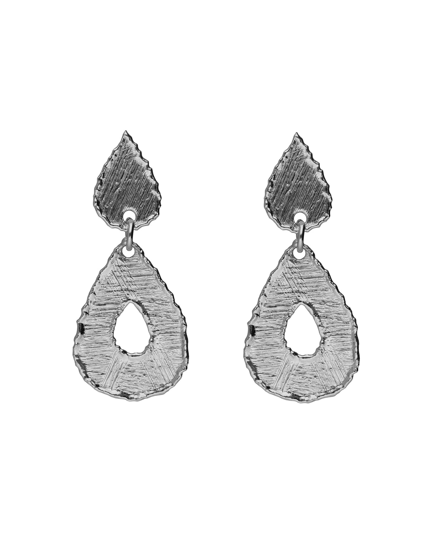 Pendientes cortos textura lágrima Alaska en Plata