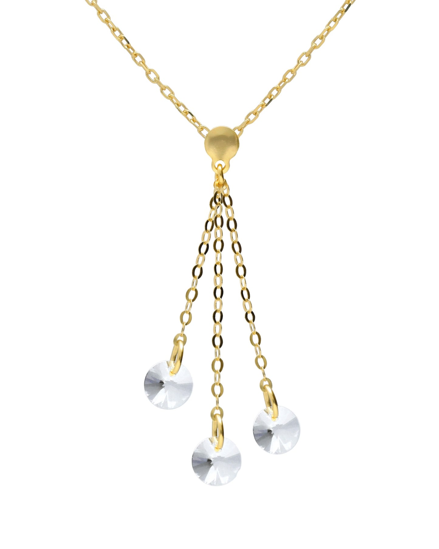 Collar largo Muse círculo con cristal blanco en Plata