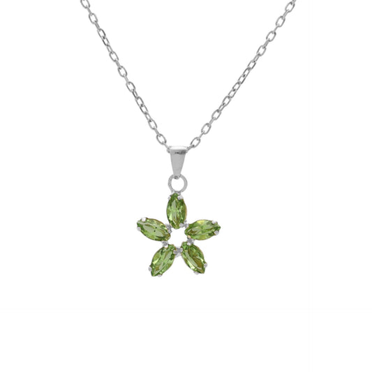 Collar corto Estaciones flor cristal en Plata baño rodio
