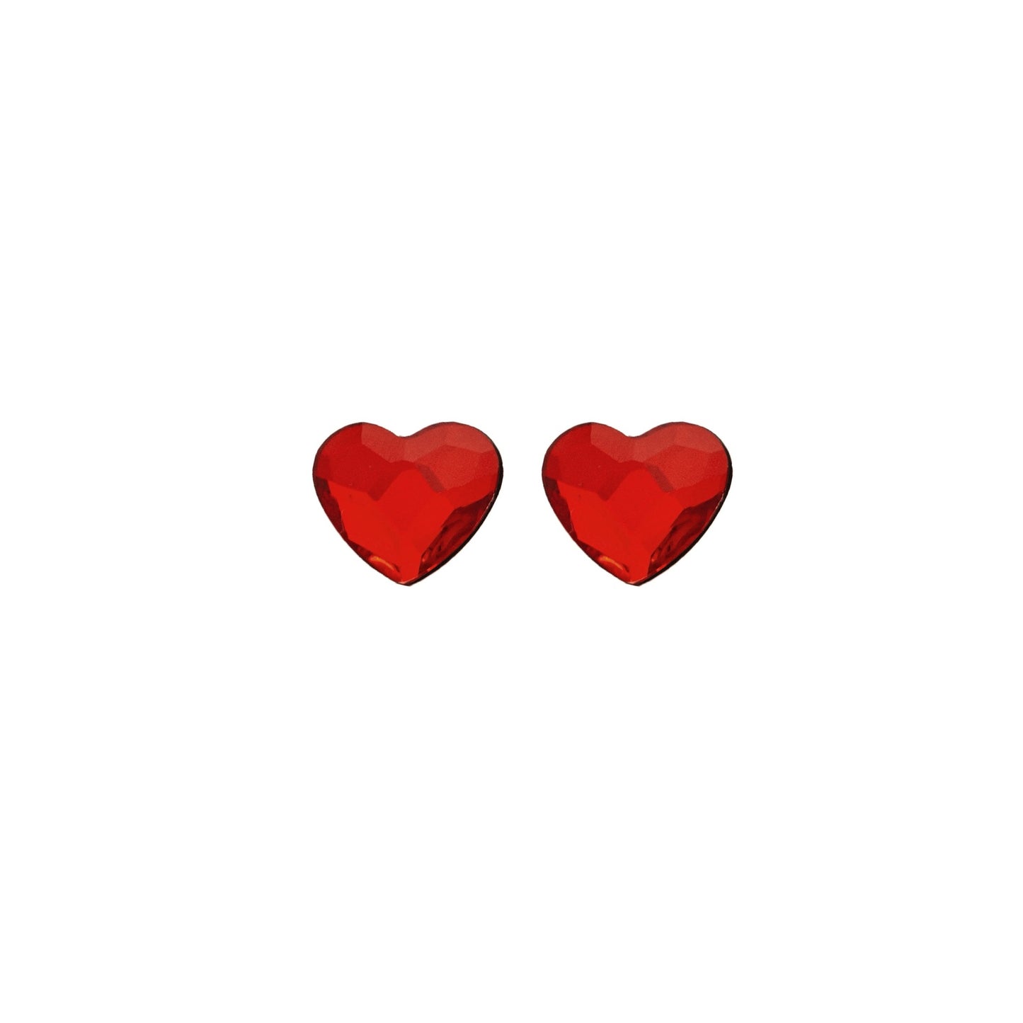 Pendientes botón Cuore corazón grande cristal en Plata baño rodio