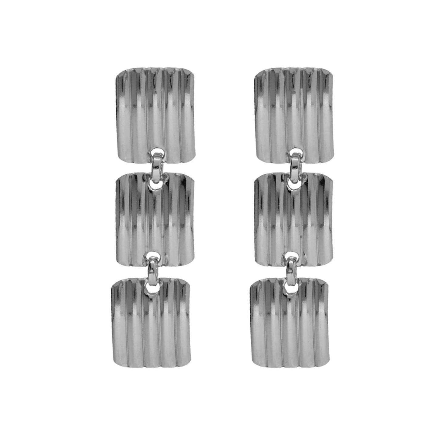 Pendientes largos Connect rectángulo en Plata