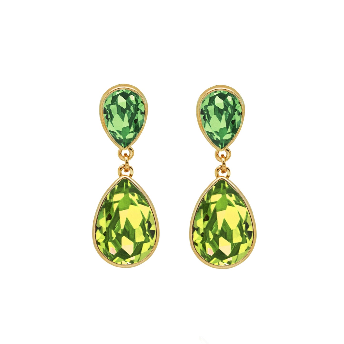 Pendientes largos Essential lágrima cristal en Plata baño Oro