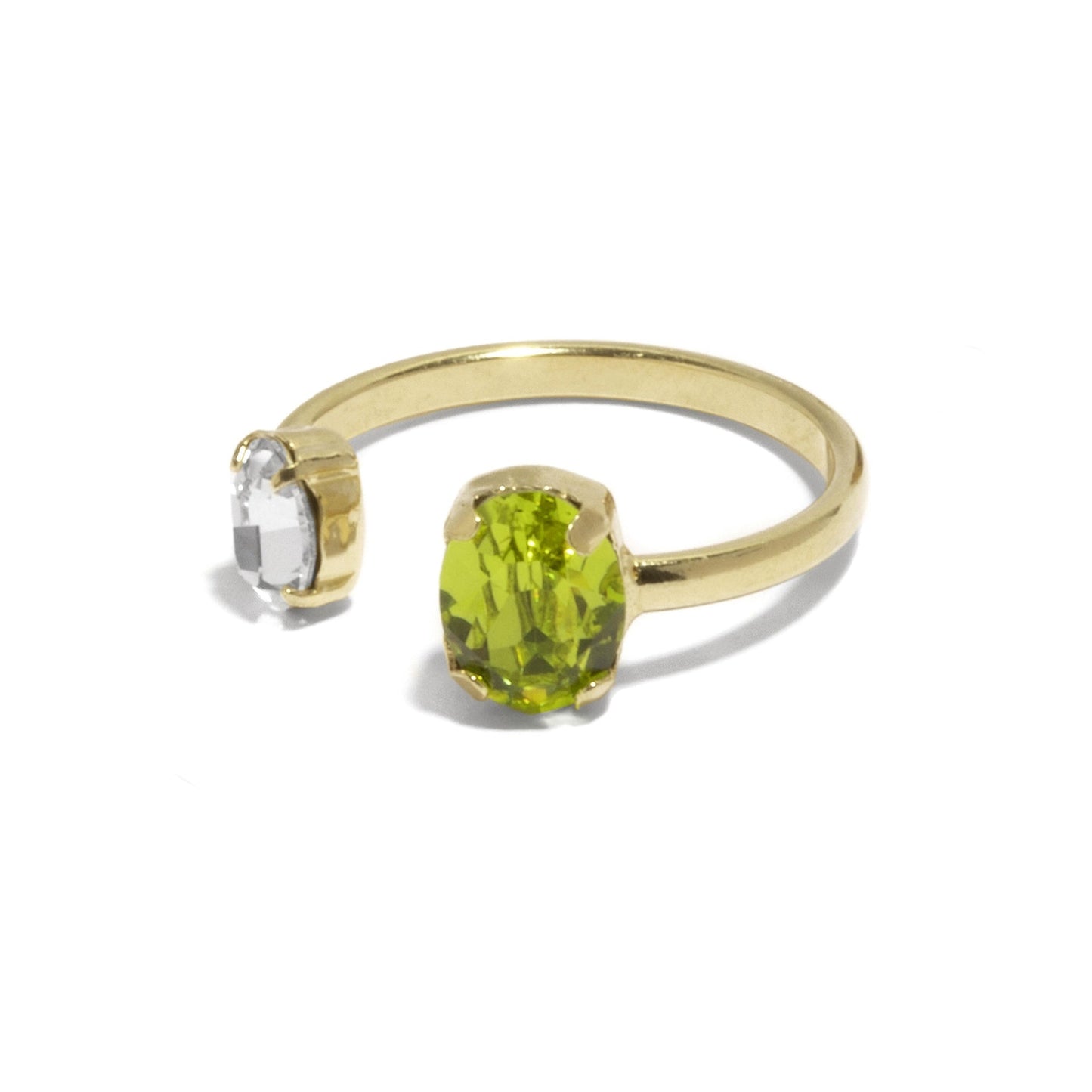 Anillo ajustable Gemma oval cristal en Plata baño Oro