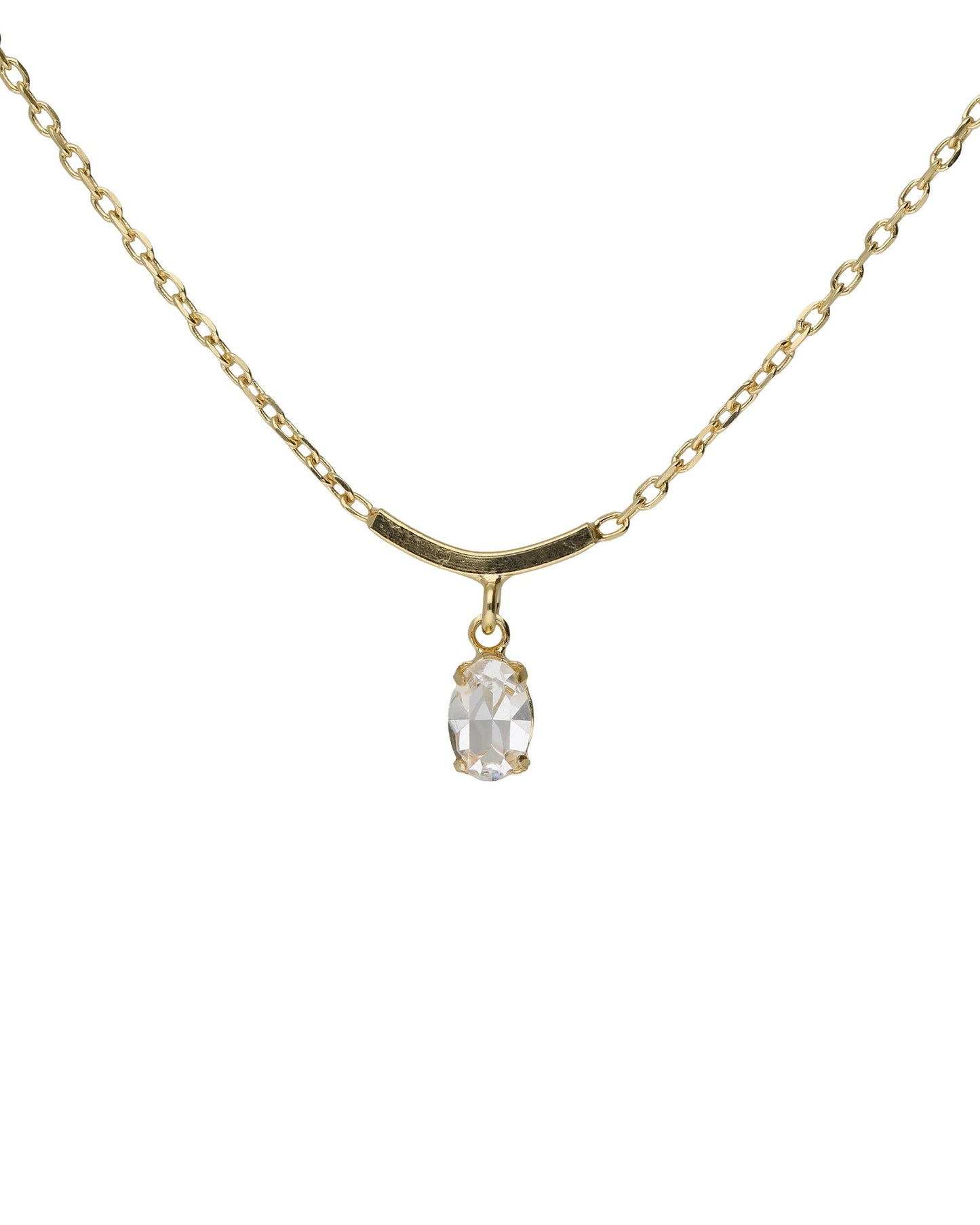 Collar corto oval y arco Lieve con cristal blanco en Plata