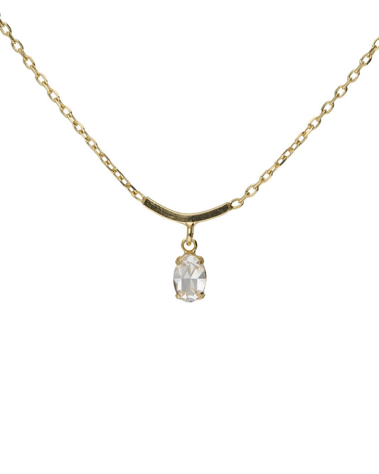 Collar corto oval y arco Lieve con cristal blanco en Plata