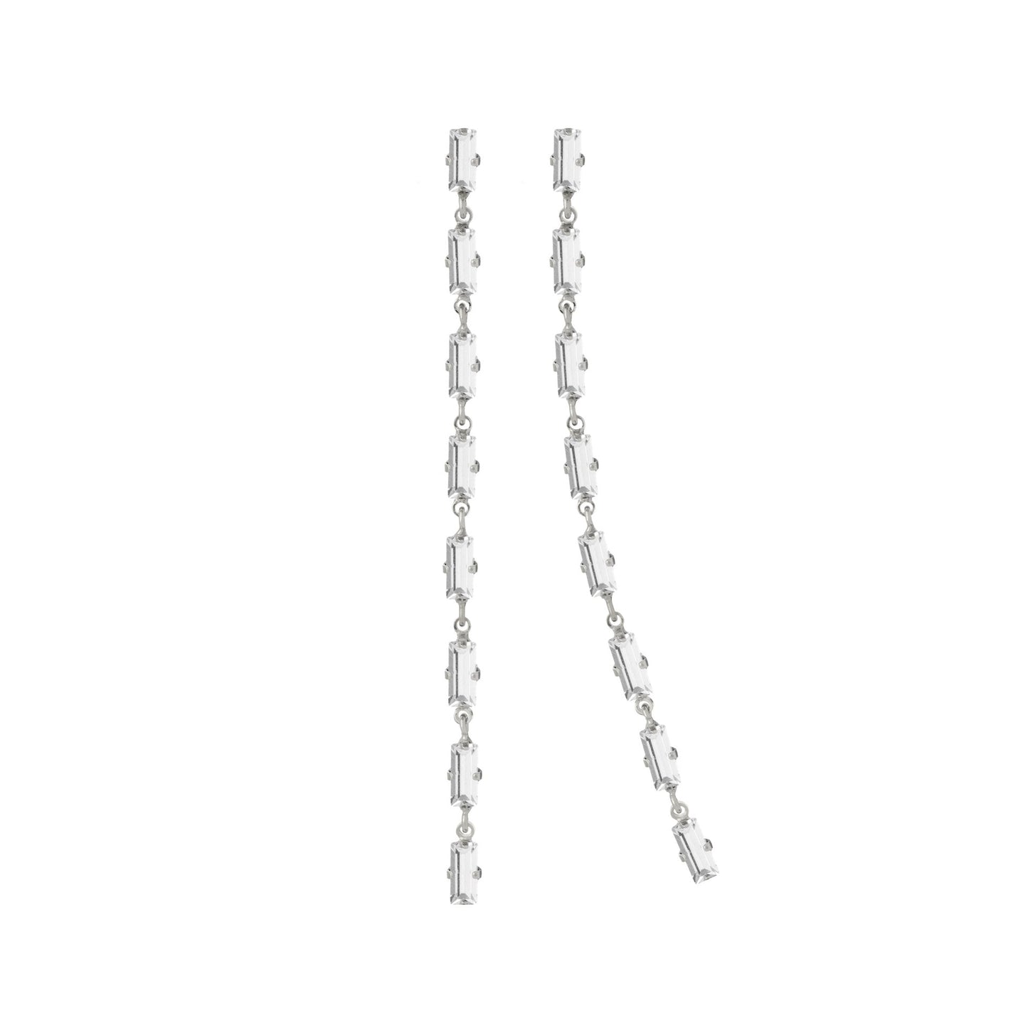 Pendientes largos Esgueva cristal en Plata baño rodio