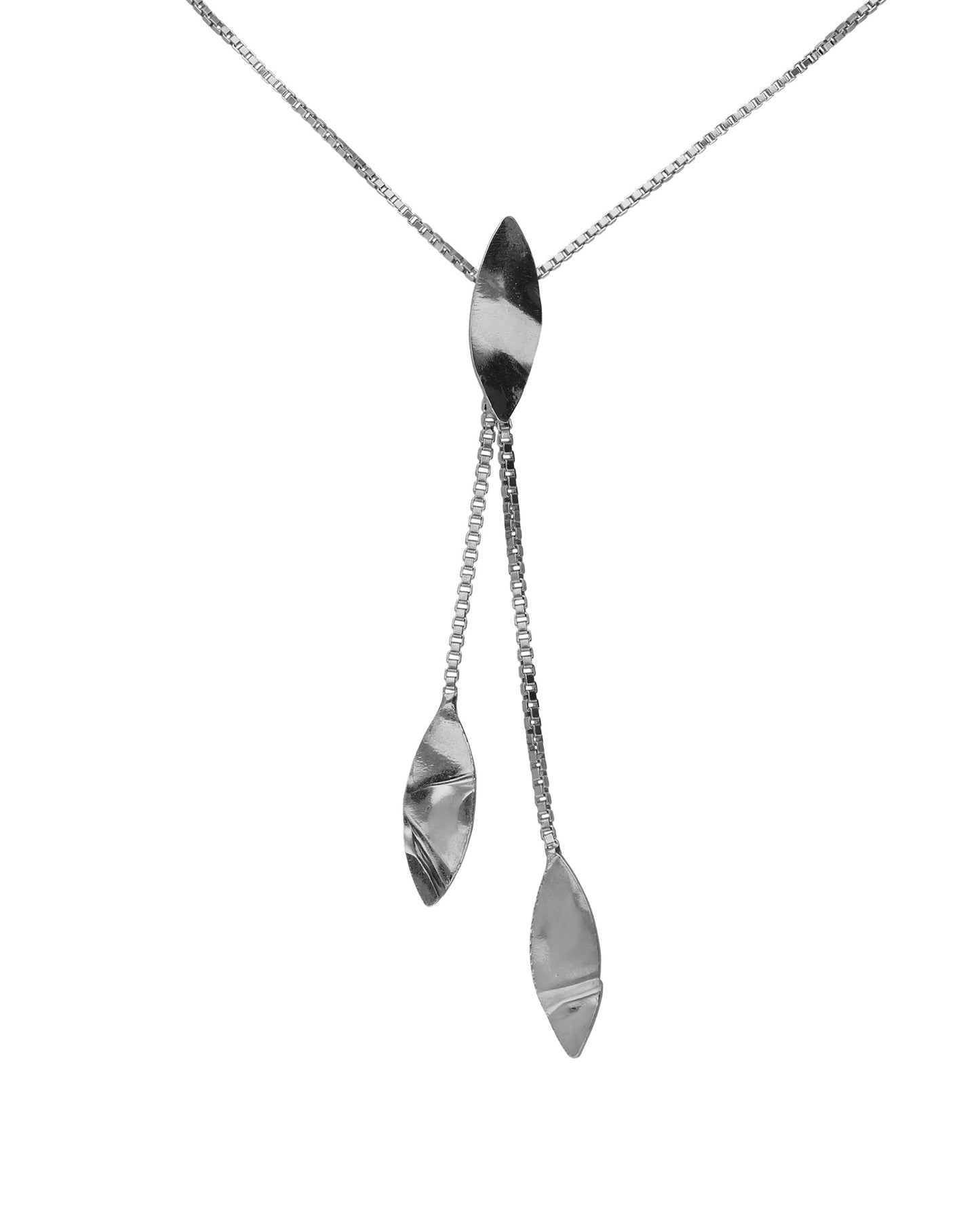 Collar largo textura hoja Alpina en Plata