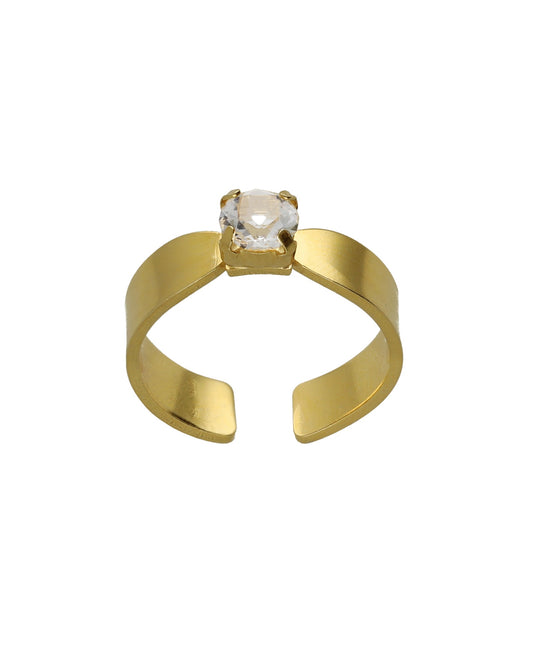 Anillo ajustable Alpina con cristal en Plata baño Oro