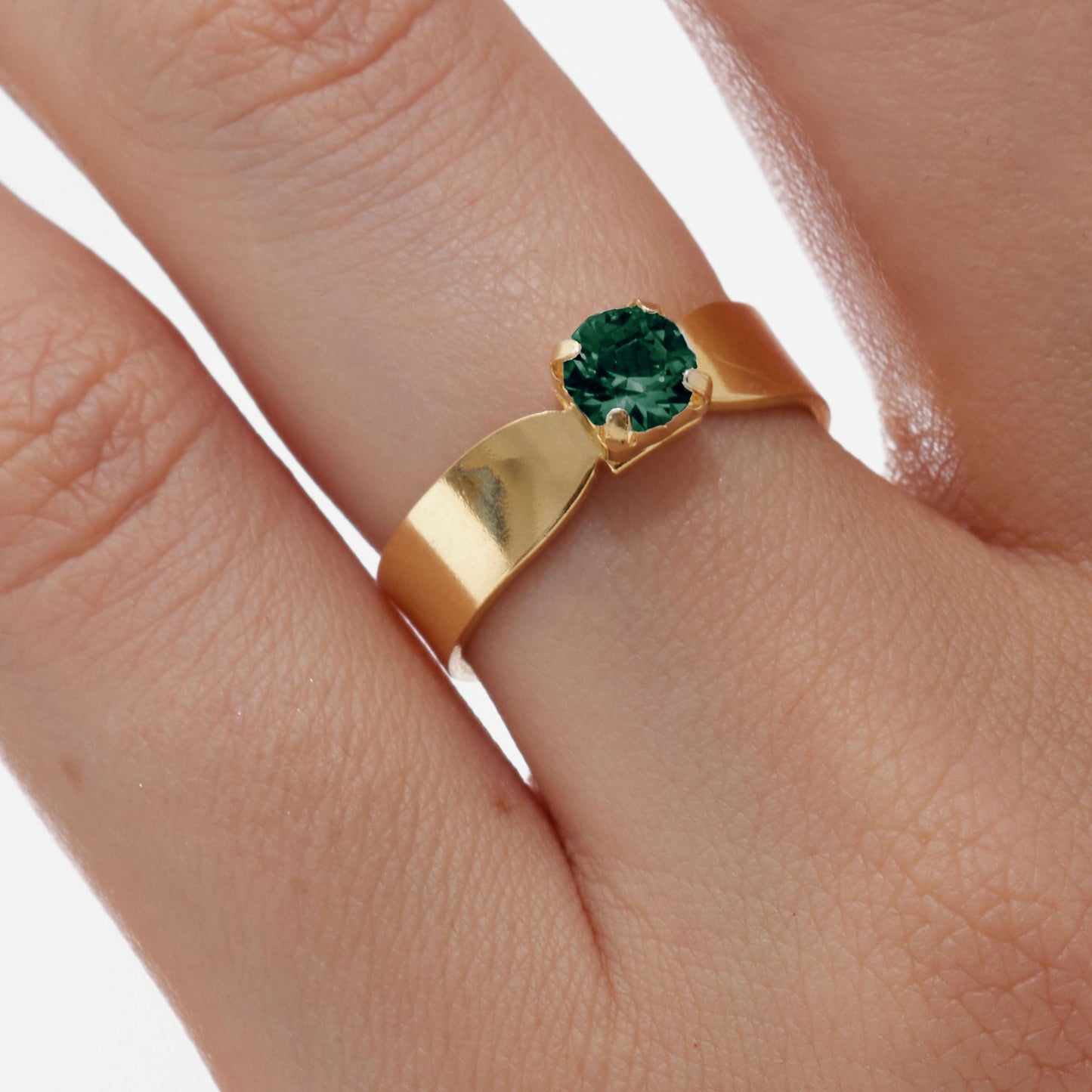 Anillo ajustable Alpina con cristal en Plata baño Oro