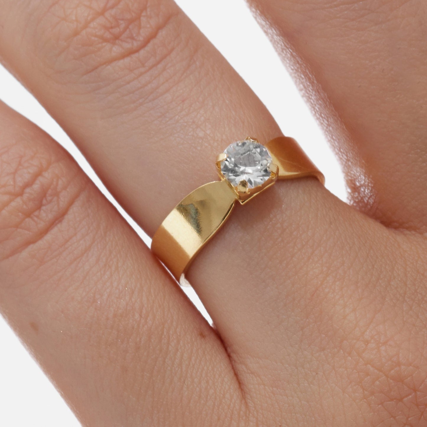 Anillo ajustable Alpina con cristal en Plata baño Oro