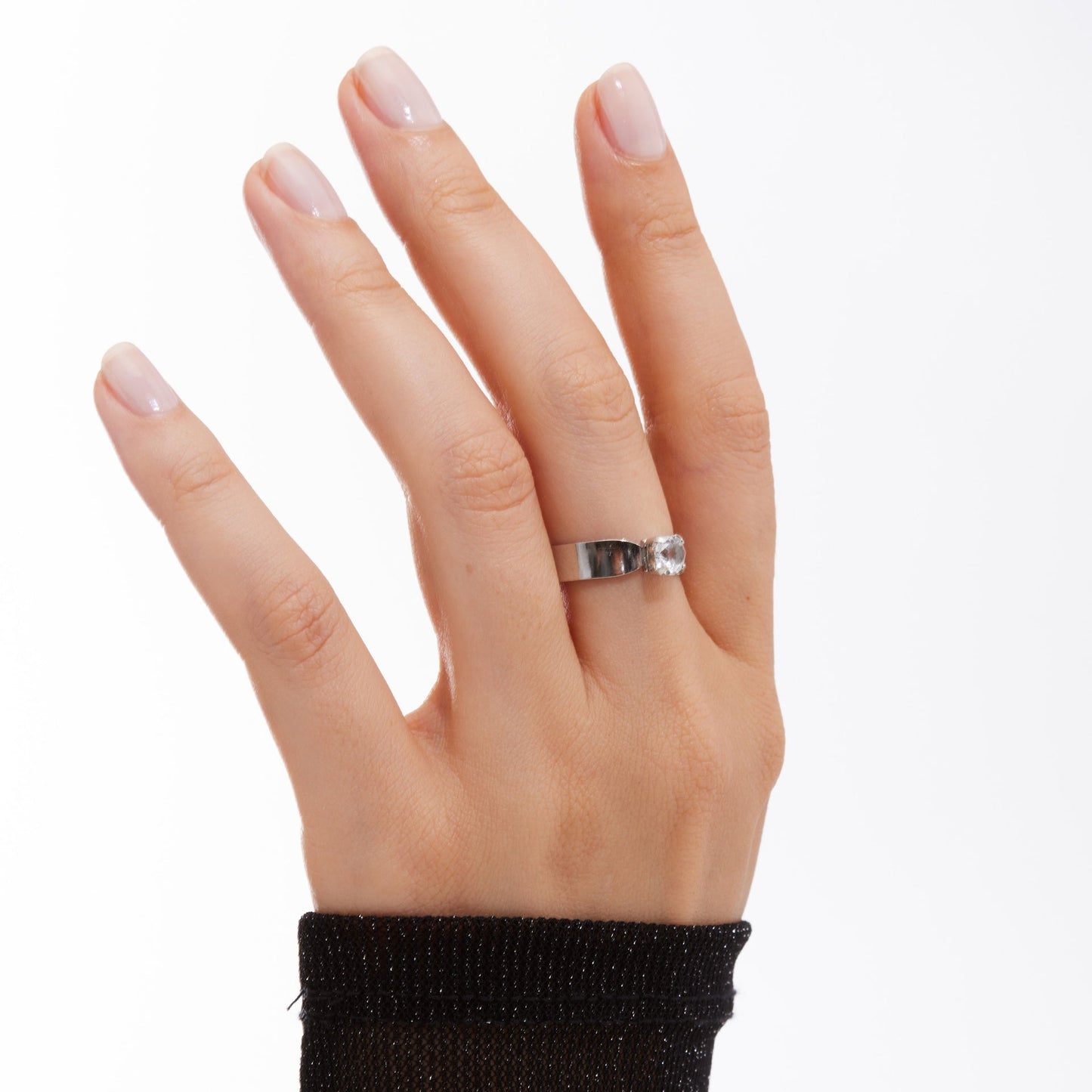 Anillo ajustable Alpina con cristal en Plata baño Rodio