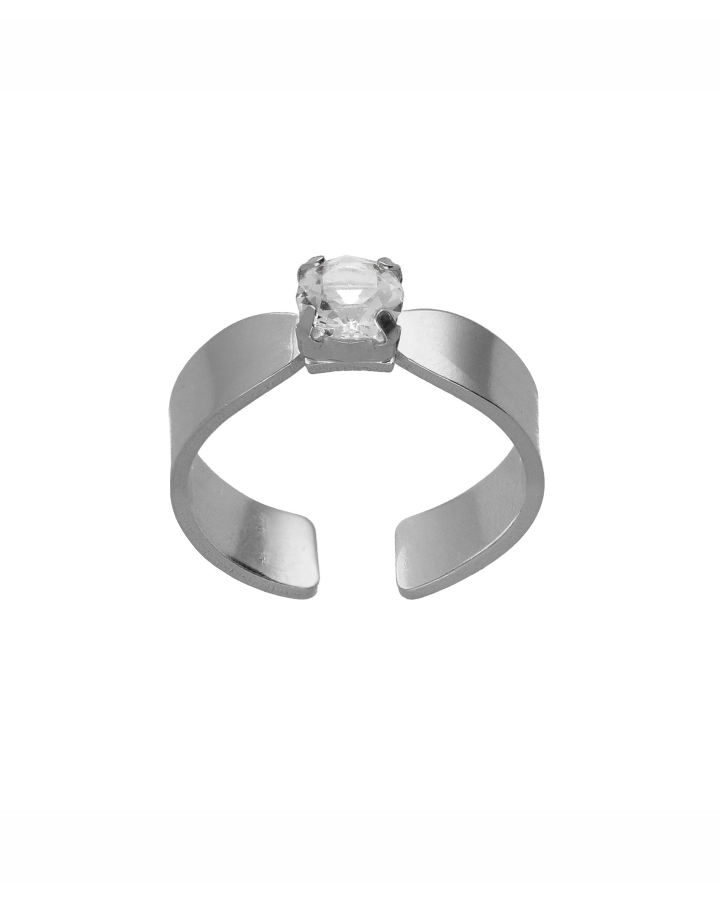 Anillo ajustable Alpina con cristal en Plata baño Rodio