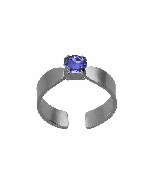 Anillo ajustable Alpina con cristal en Plata baño Rodio