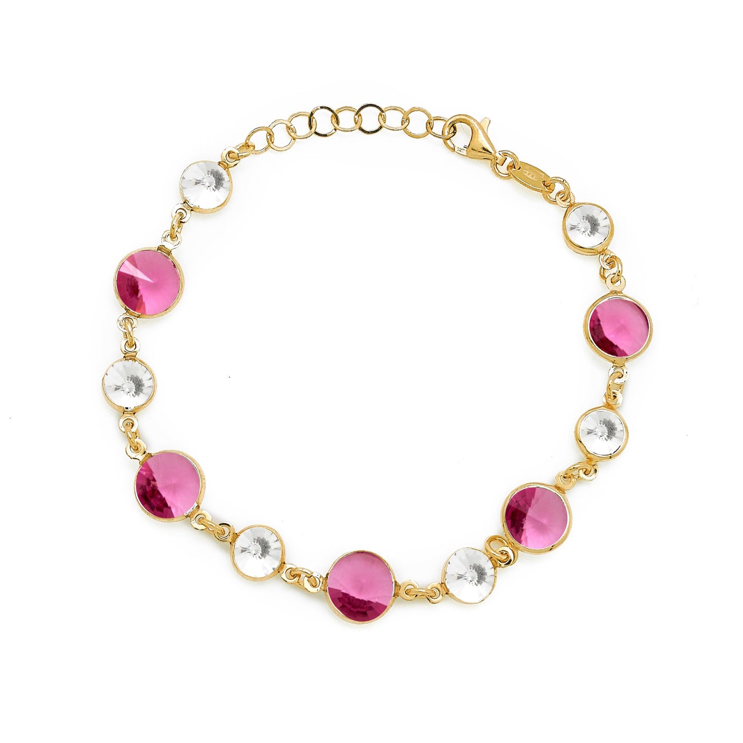 Pulsera Basic círculo 7 y 9mm cristal en Plata baño Oro