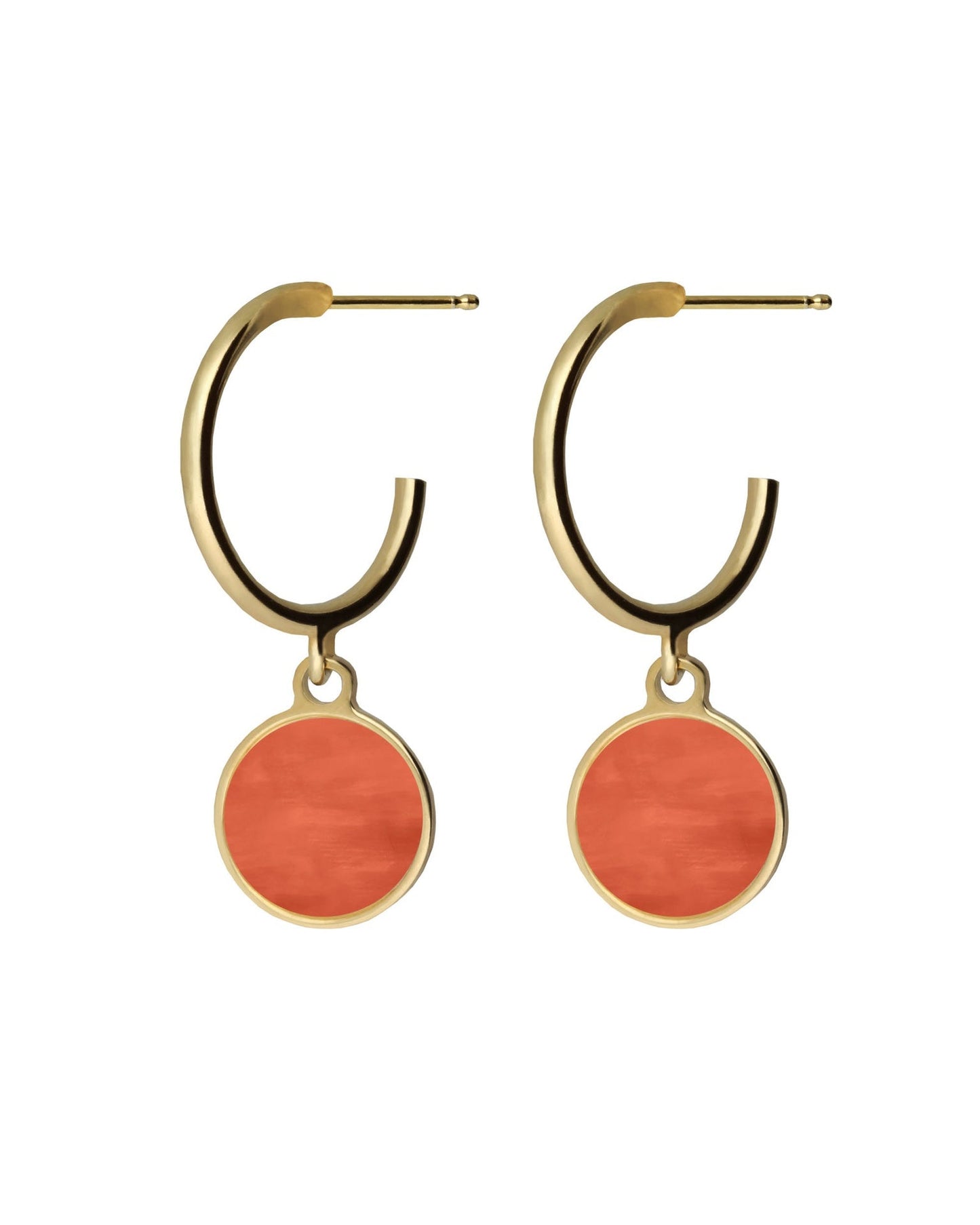 Pendientes aro 15mm círculo Sole Mio con nácar en Plata baño Oro