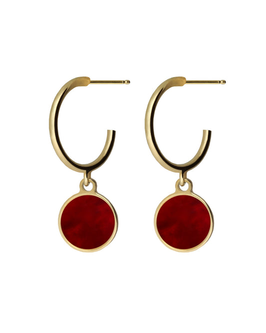 Pendientes aro 15mm círculo Sole Mio con nácar en Plata baño Oro